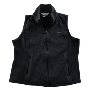 Columbia Womens Vest Jacket Large Black Fleece Full Zip Stand Collar Outdoors
